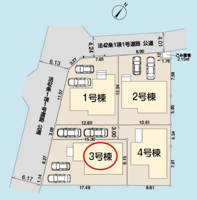 【区画図】 | 所沢市北野南1丁目 全4棟 3号棟