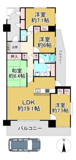 【間取り】 | マークスタウン・グランフィーネ川西　2回