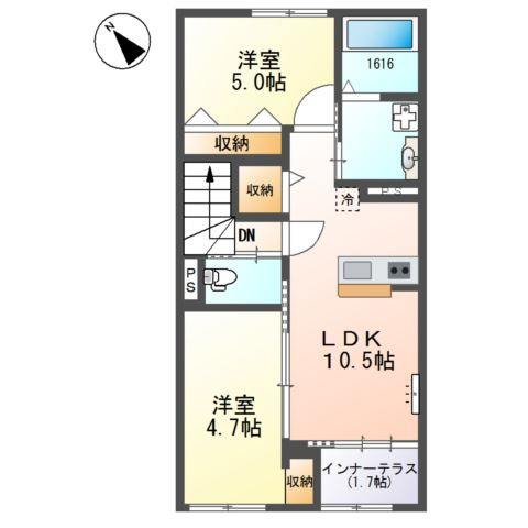 加古川市別府町新野辺のアパートの間取り