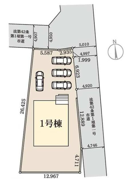 リーブルガーデンＳ第１前橋小屋原の区画図|駐車場４台以上ご用意しています！来客時も重宝します♪
車の出し入れもしやすいですよ！