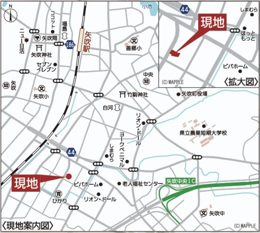 矢吹町八幡町第24　　　３号棟　　　善郷小学校、矢吹中学区の地図|案内図