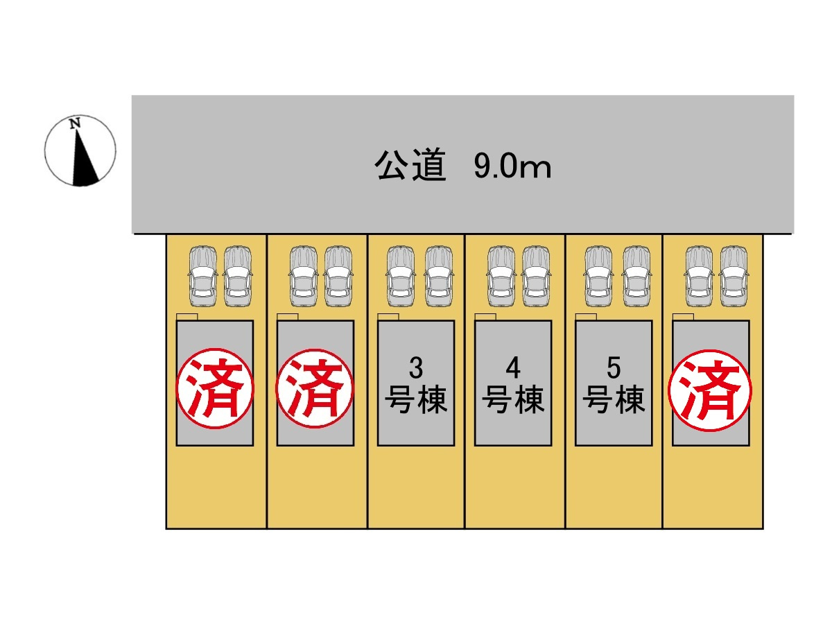 リーブルファイン　岐阜市西中島５丁目第２　全6区画分譲の区画図|■区画図
■YAMADA電機の　ヤマダ不動産　株式会社リライフ　
いつでもお問合わせ下さい。