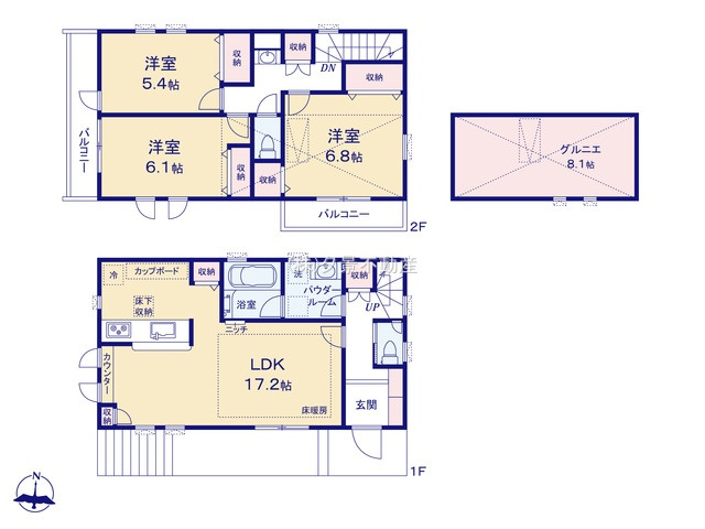 《仲介手数料無料》練馬区大泉町２丁目35-8新築一戸建ての間取り