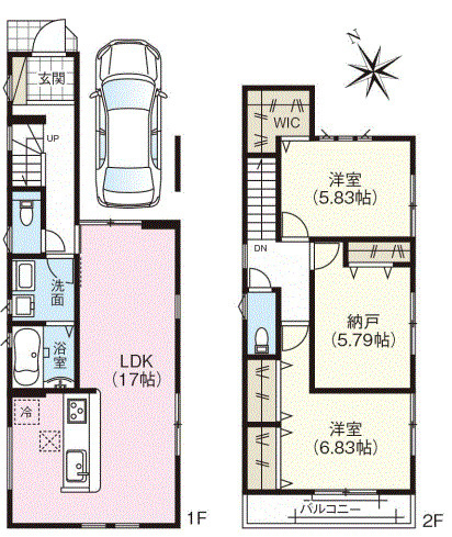 明石市第2中朝霧丘　未入居戸建の間取り