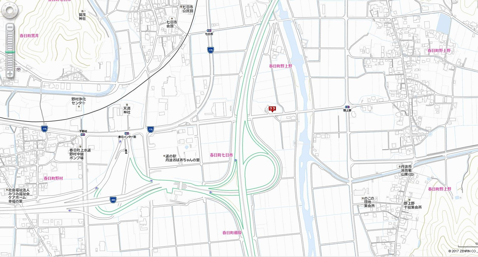丹波市春日町野上野の売地の地図
