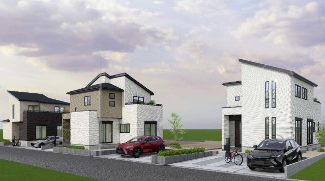 狭山市柏原21期全5棟　新築戸建　グラファーレの外観パース