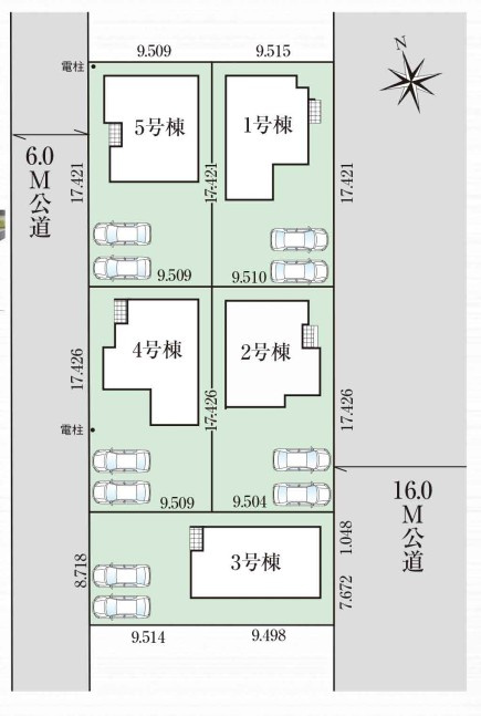 狭山市柏原21期全5棟　新築戸建　グラファーレの区画図