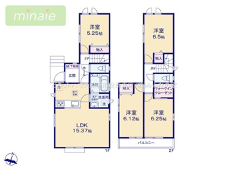 【間取り】 | 平日・土日も見学できます　水廻り集中型　全2棟　B号棟