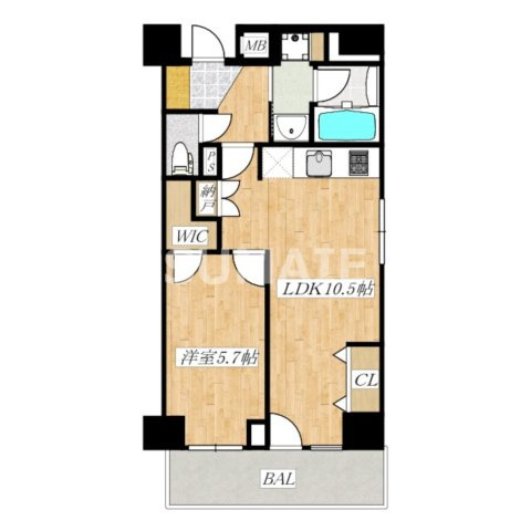 アイル王子ノルドの間取り|南向きです。