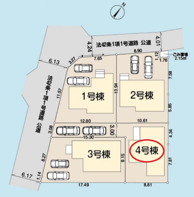 【区画図】 | 所沢市北野南1丁目 全4棟 4号棟