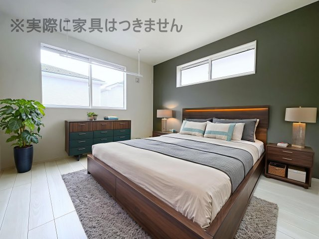 新築戸建・新築建売　郡山市芳賀三丁目　芳賀小・第四中の洋室|画像はバーチャルホームステージングの加工による演出で、実際の家具は付きません。