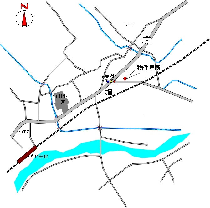 丹波市市島町下竹田の売地の地図