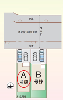【区画図】 | 所沢市中新井３丁目　全２棟　A号棟 | A号棟　カースペース並列２台可(車種による)