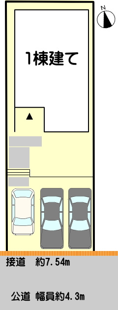 碧南市宮後町1棟建ての区画図|並列駐車3台（車種による）