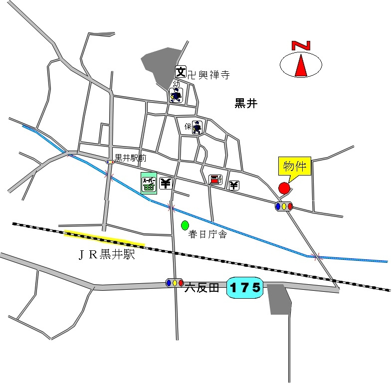 丹波市春日町黒井の売地の地図