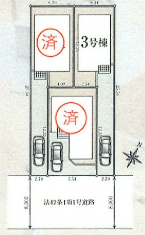 福生市加美平1丁目　新築戸建全3棟の区画図