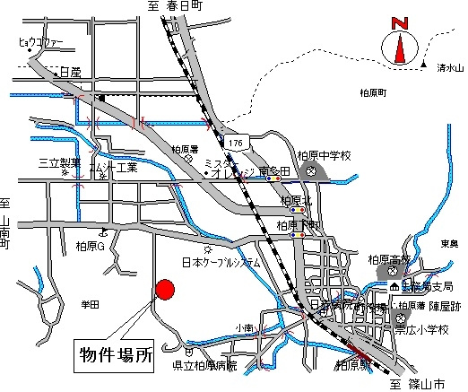 丹波市柏原町柏原の売地の地図