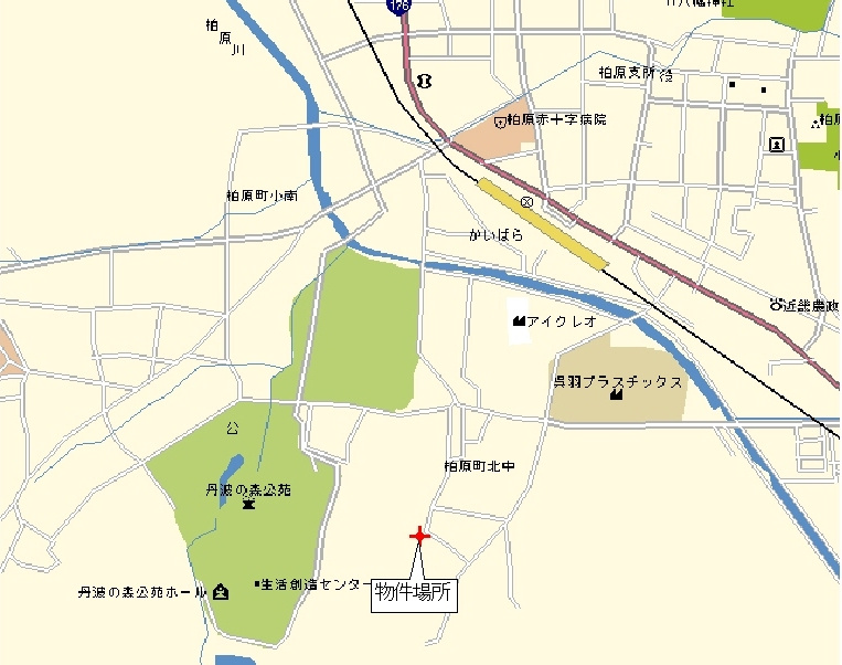 丹波市柏原町北中の売地の地図