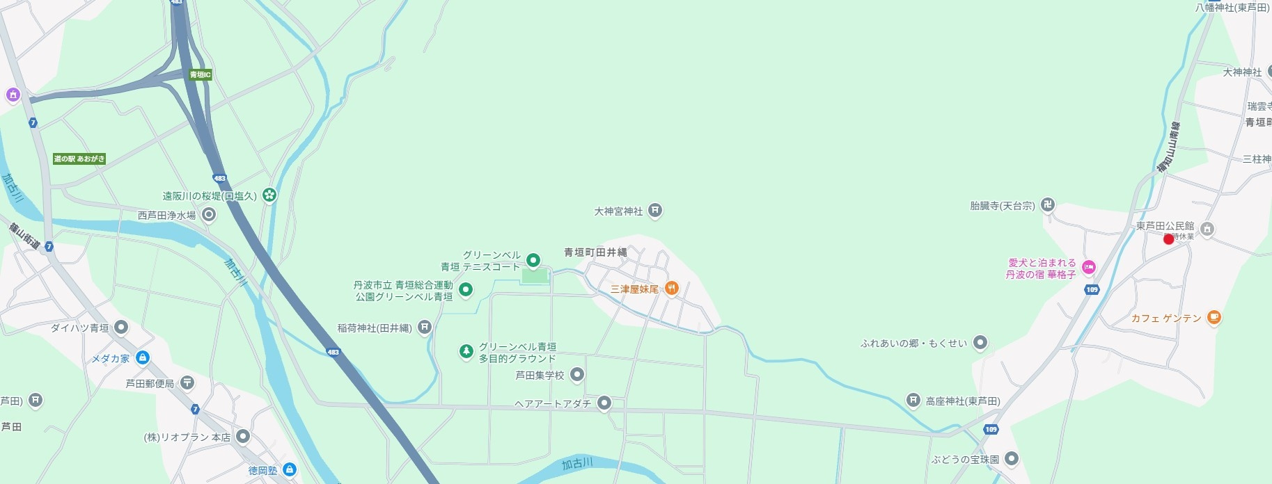 丹波市青垣町東芦田の売地の地図