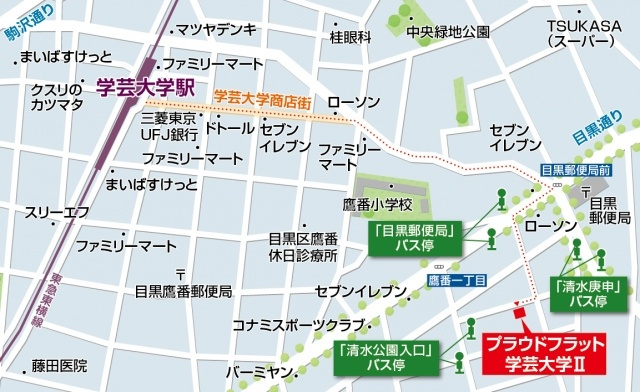 プラウドフラット学芸大学Ⅱの地図|※参考写真