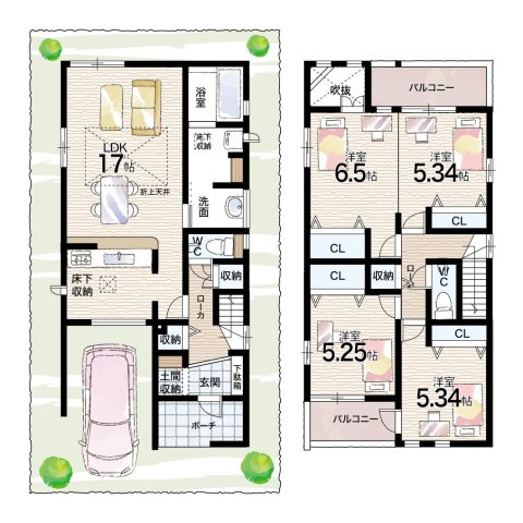 伊丹市中野北　新築一戸建ての間取り|1号地