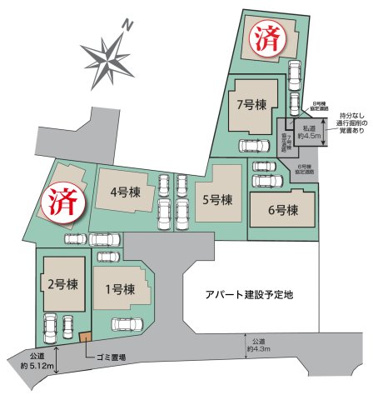 【区画図】 | ＜全８棟＞開発分譲地／全棟長期優良住宅／瀬谷区北新 | 瀬谷駅までフラットアプローチ
洪水などのハザードも心配ありません。
※横浜市瀬谷区洪水ハザードマップ調べ