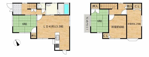 加古川市加古川町稲屋の中古一戸建の間取り