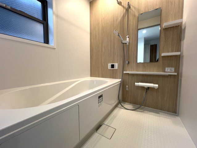 永田山王台の王に俺はなる！！【永田山王台 新築戸建】の浴室|日々の暮らしに欠かせないお風呂です