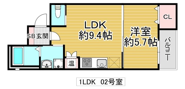 東大阪市森河内西１丁目のアパートの間取り