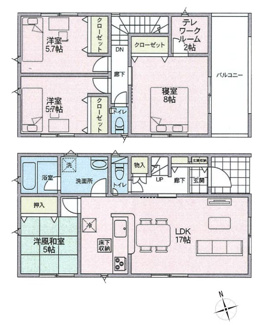 【間取り】 | 甲斐市西八幡 オール電化新築戸建 全2棟 1号棟 車並列3台 | ４LDK＋S　98.81ｍ2　