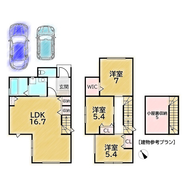北白川仕伏町 建築条件無し 土地の参考プラン|建物参考価格：1850万円(外構費別途要)