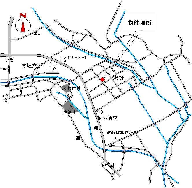 丹波市青垣町沢野の売地の地図