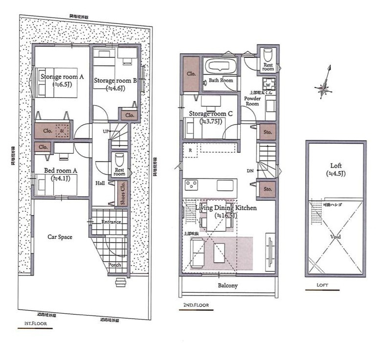 杉並区成田東1丁目 全2区画 2号地の参考プラン|建物面積/98.01㎡(車庫部分12.15㎡含む)　建物価格/2100万円(税込)