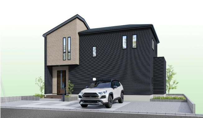 【外観パース】 | 取手市井野11期　新築戸建 | コンビニ、スーパーまで、それぞれ徒歩10分圏内の閑静な住宅街！