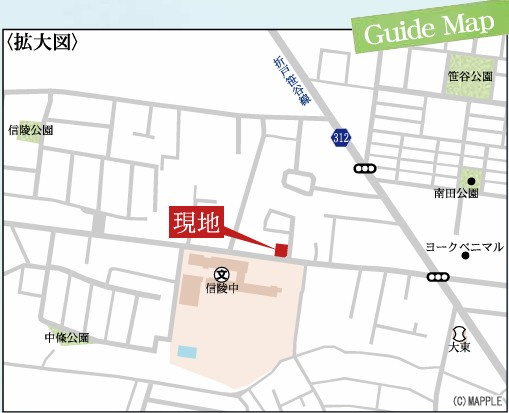 新築戸建・新築建売　福島市笹谷第12　笹谷小・信陵中の地図