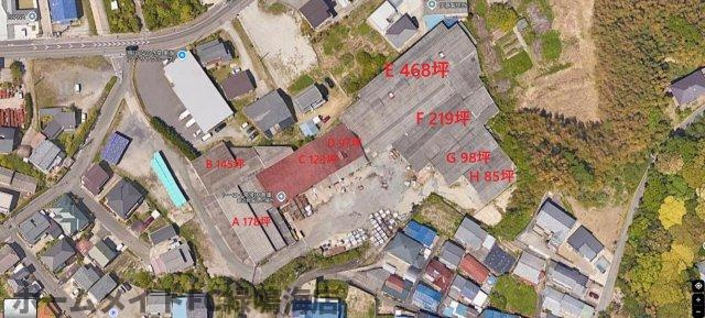 常滑市千代工場・倉庫(駐車スペース複数あり)の区画図