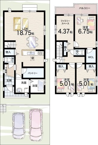 神戸市垂水区本多聞　新築一戸建ての間取り