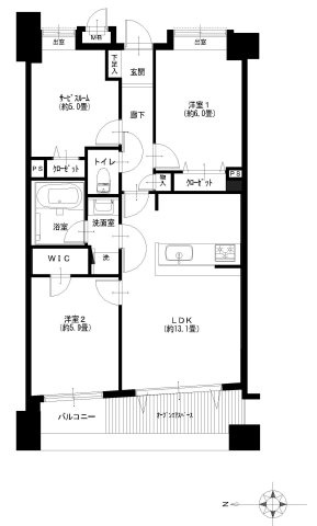 グランシティ葛西Ⅱの間取り|多彩なニーズに対応可能な２LDK+S。ウォークインクローゼットをはじめとした豊富な収納、リビングを見渡すオープンキッチン等、室内は高い機能性と上質な空間を兼ねたフルリノベーション住戸です。