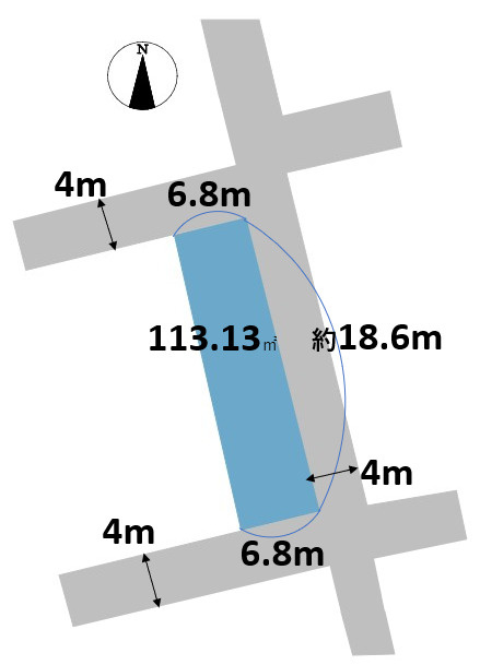 売土地　沼津市下香貫の土地図|三方道路に面しているため、通風・採光に優れています。