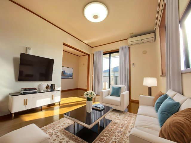 アルティスタＦ棟の居間・リビング|本画像はAIのCG作成イメージであり実際に現地に家具は置かれていません。