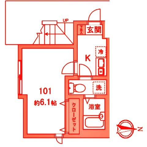 横須賀市汐入町２丁目のアパートの間取り|南向き・日当たり良好♪2階角部屋