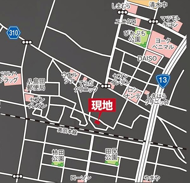新築戸建・新築建売　福島市笹木野字南中谷地　野田小・野田中の地図|現地案内図