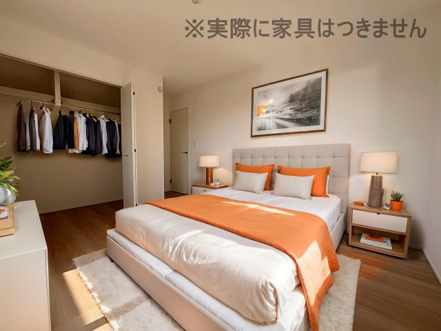 新築戸建・新築建売　福島市笹木野字南中谷地　野田小・野田中の洋室|画像はバーチャルホームステージングの加工による演出で、実際の家具は付きません。