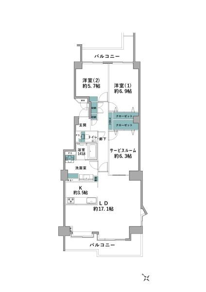 新多摩川ハイム１号棟の間取り