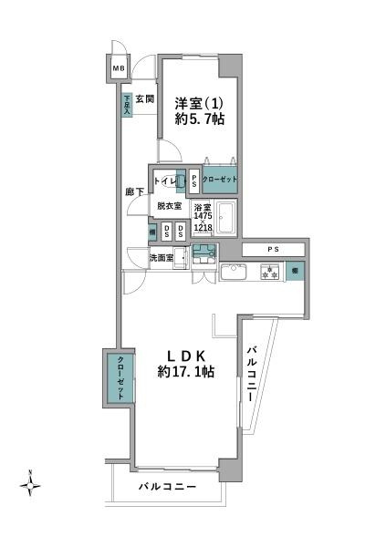 鵠沼フラワーマンションの居間・リビング|１７．１LDK・フォーム中・カーテンレール・レースカーテン付き
