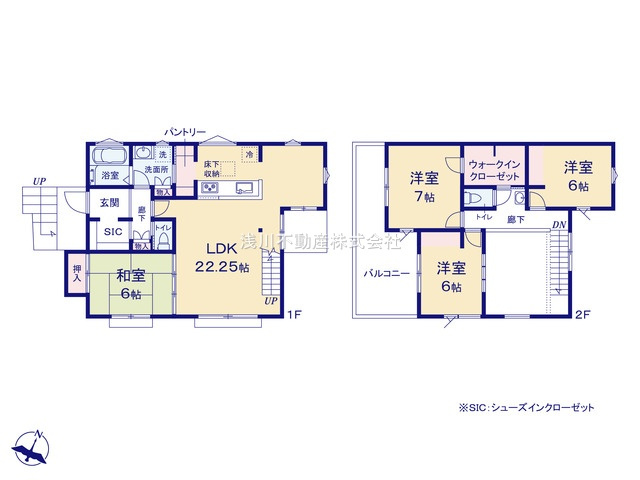 八王子市　長房町　新築一戸建て　Ⅰ期の間取り|～全室南向き4LDK　開放感のある22帖超えで吹抜けたリビング～