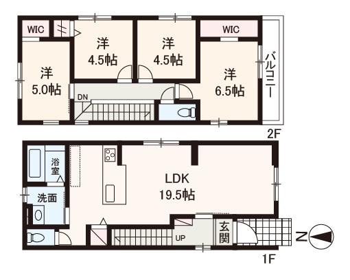 【間取り】 | Terrechez豊中市清風荘1期　3号棟 | ゆとりの4LDK新築戸建！カースペース並列2台分有り(車種による)。内覧をご希望の際はお気軽にお電話ください！