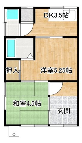 野久保アパート中万呂の間取り