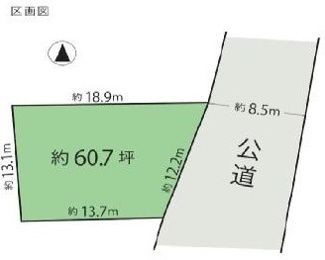 【土地図】 | 川越市上寺山　建築条件なし売地　「西川越駅」徒歩25分　敷地60坪　【山田小学区】