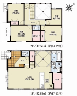 【間取り】 | 鶴ヶ島市上広谷　新築分譲　東武東上線『鶴ヶ島駅』徒歩5分　【第二小学区】